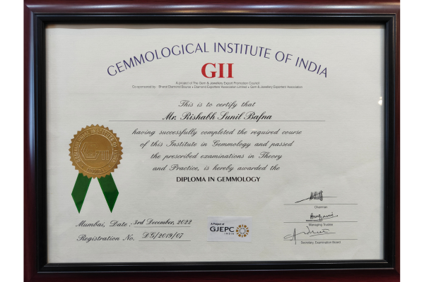 GII Certificate of Mr. Rishabh Bafna